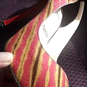 Christian Louboutin Monogram Floral African Print Stamped Batik Red Bottoms 39½
